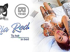 Too Hot In Bed; Beautiful German Babe Solo In White Lingerie And Tattoos With Ria Red
