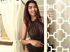 Chinese honey with good-sized hooters took off her glamour, dark-hued underwear and embarked toying with herself