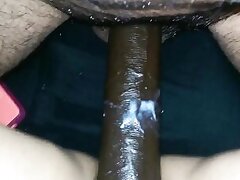 Chubby german MILF babe fucked with big black fake cock