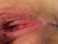 Wifes Pussy Sperma echte weibliche Orgasmus Schamlippen Kitzler saftig nass